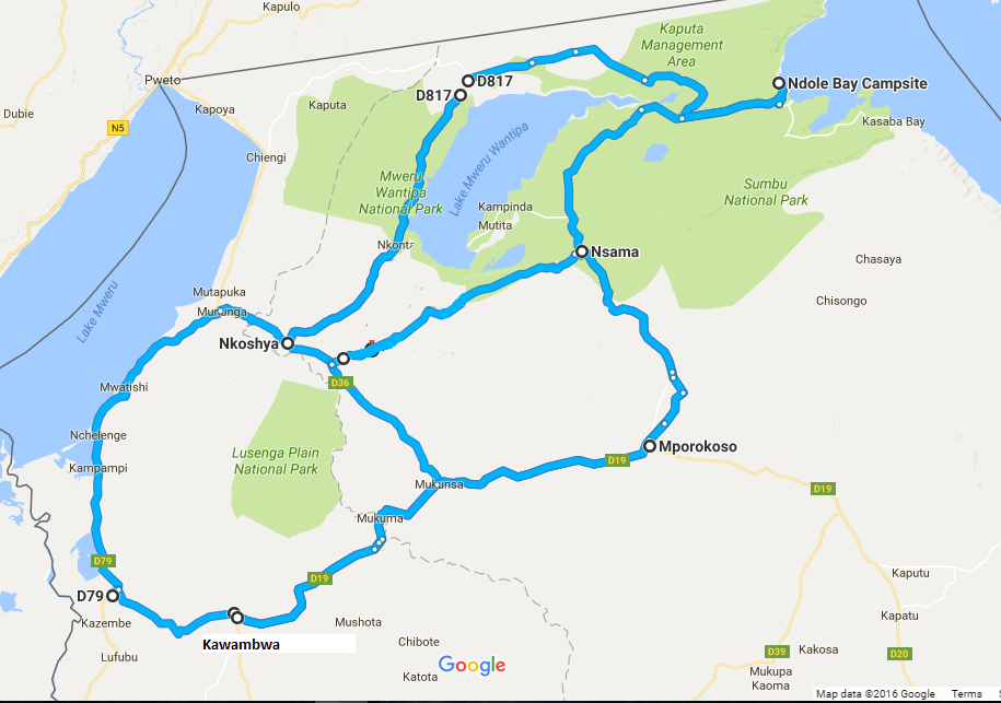 Road Map Northern Zambia Lodge Accommodation Lake Tanganyika Zambia